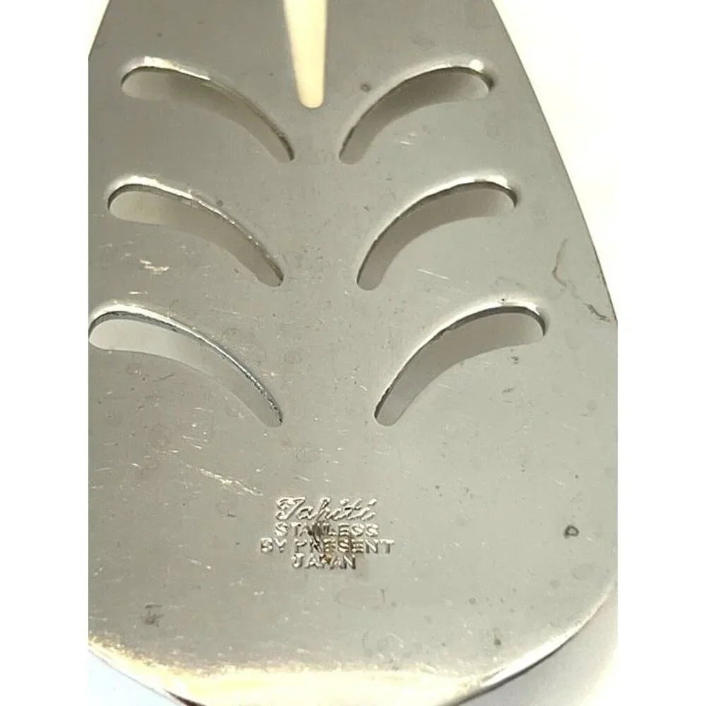 PRESENT‎ Japan Stainless TAHITI Line Cake Spatula Bamboo Handle 10.5